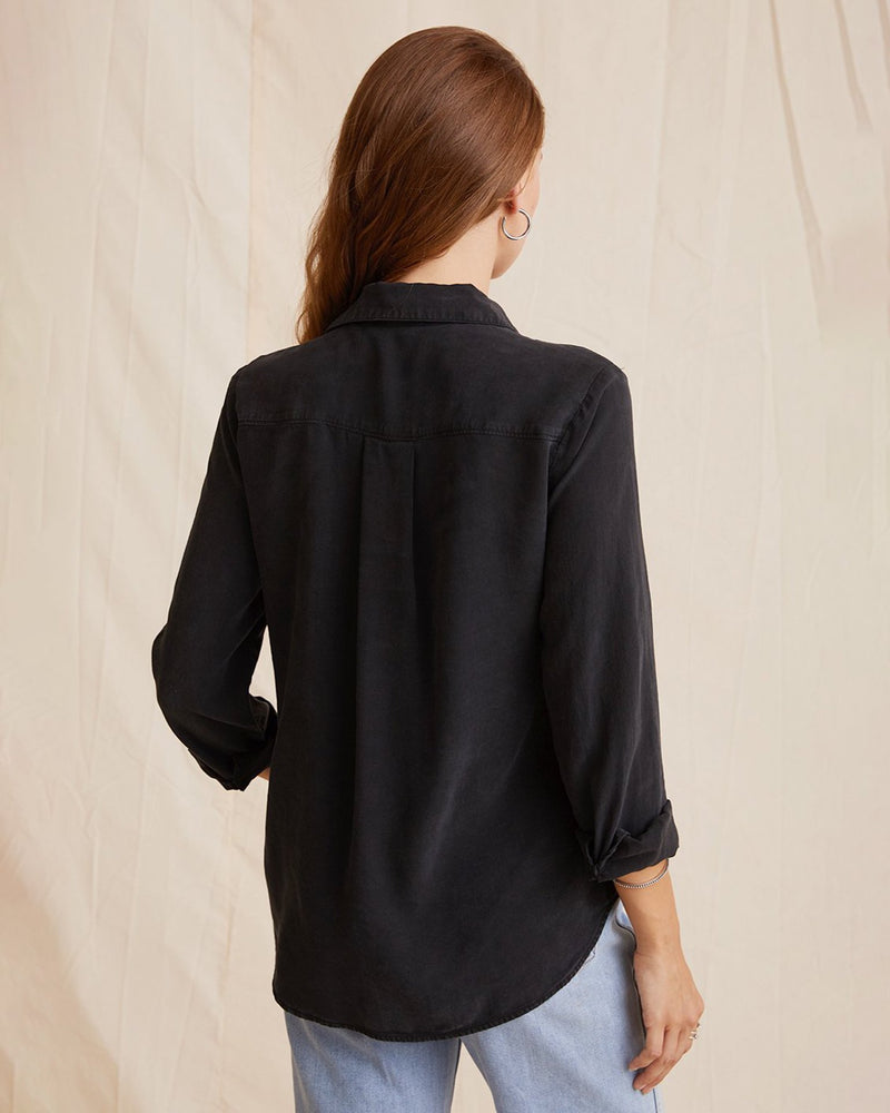 Bella Dahl Clothing Two Pocket Classic Button Up in Vintage Black