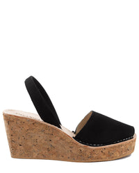 Calaxini Platform Wedge in Black Nubuck 