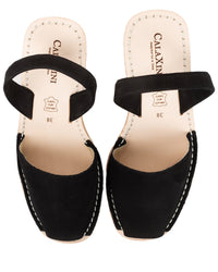 Calaxini Platform Wedge in Black Nubuck 