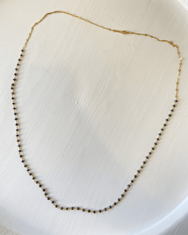 Chan Luu Jewelry Black Garnet/Gold 32" Wire Wrap Bead Necklace in Black Garnet w/ Gold