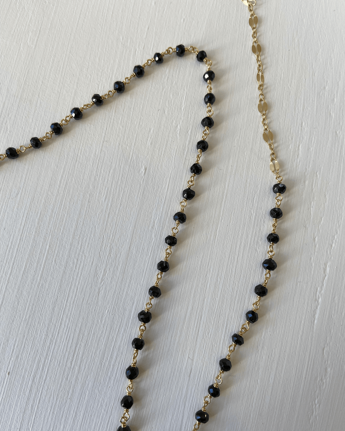Chan Luu Jewelry Black Garnet/Gold 32" Wire Wrap Bead Necklace in Black Garnet w/ Gold