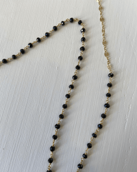 Chan Luu Jewelry Black Garnet/Gold 32" Wire Wrap Bead Necklace in Black Garnet w/ Gold