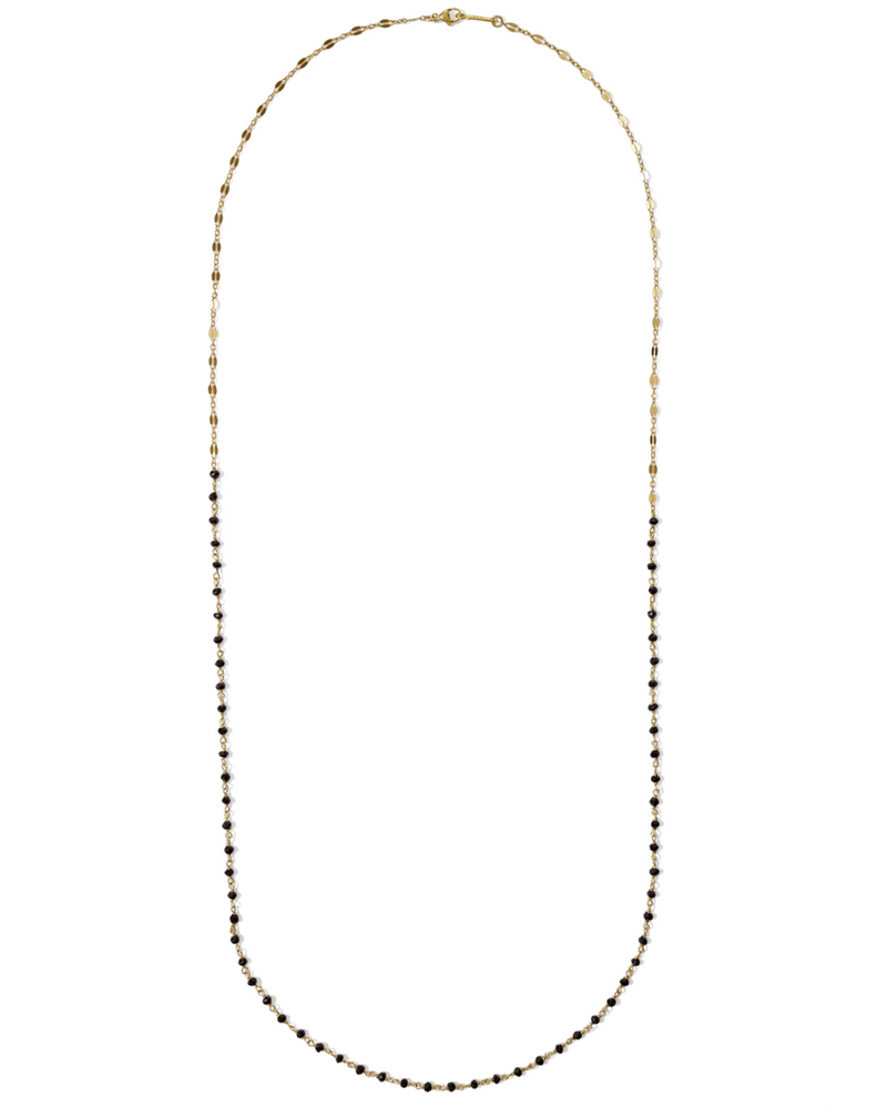 Chan Luu Jewelry Black Garnet/Gold 32" Wire Wrap Bead Necklace in Black Garnet w/ Gold