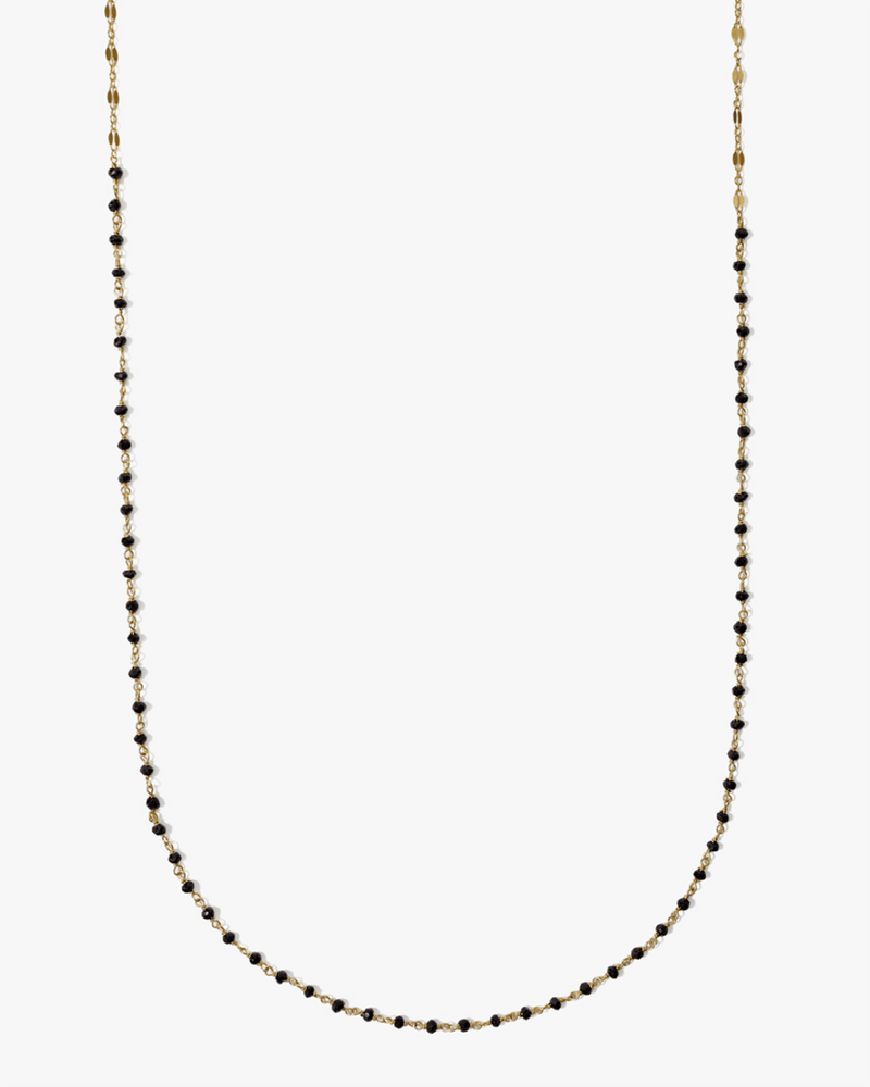 Chan Luu Jewelry Black Garnet/Gold 32" Wire Wrap Bead Necklace in Black Garnet w/ Gold
