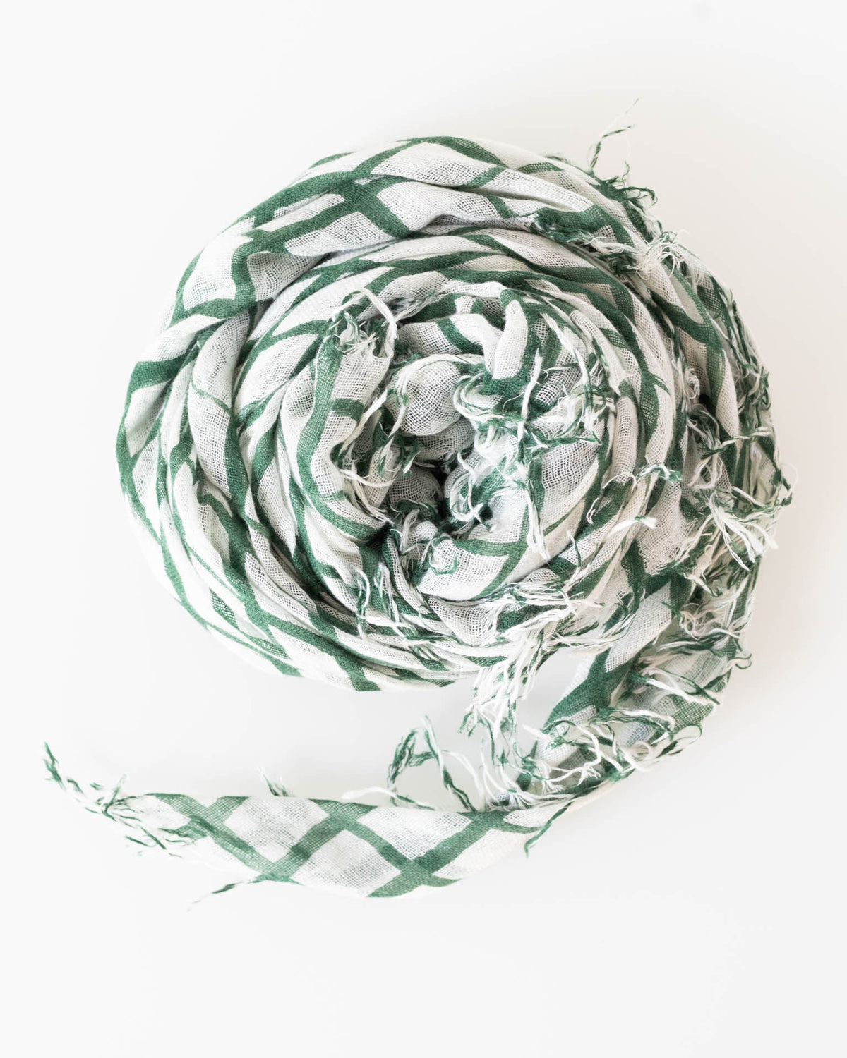 Chan Luu Accessories Greener Pastures C/S Brush Stroke Check Scarf in Greener Pastures