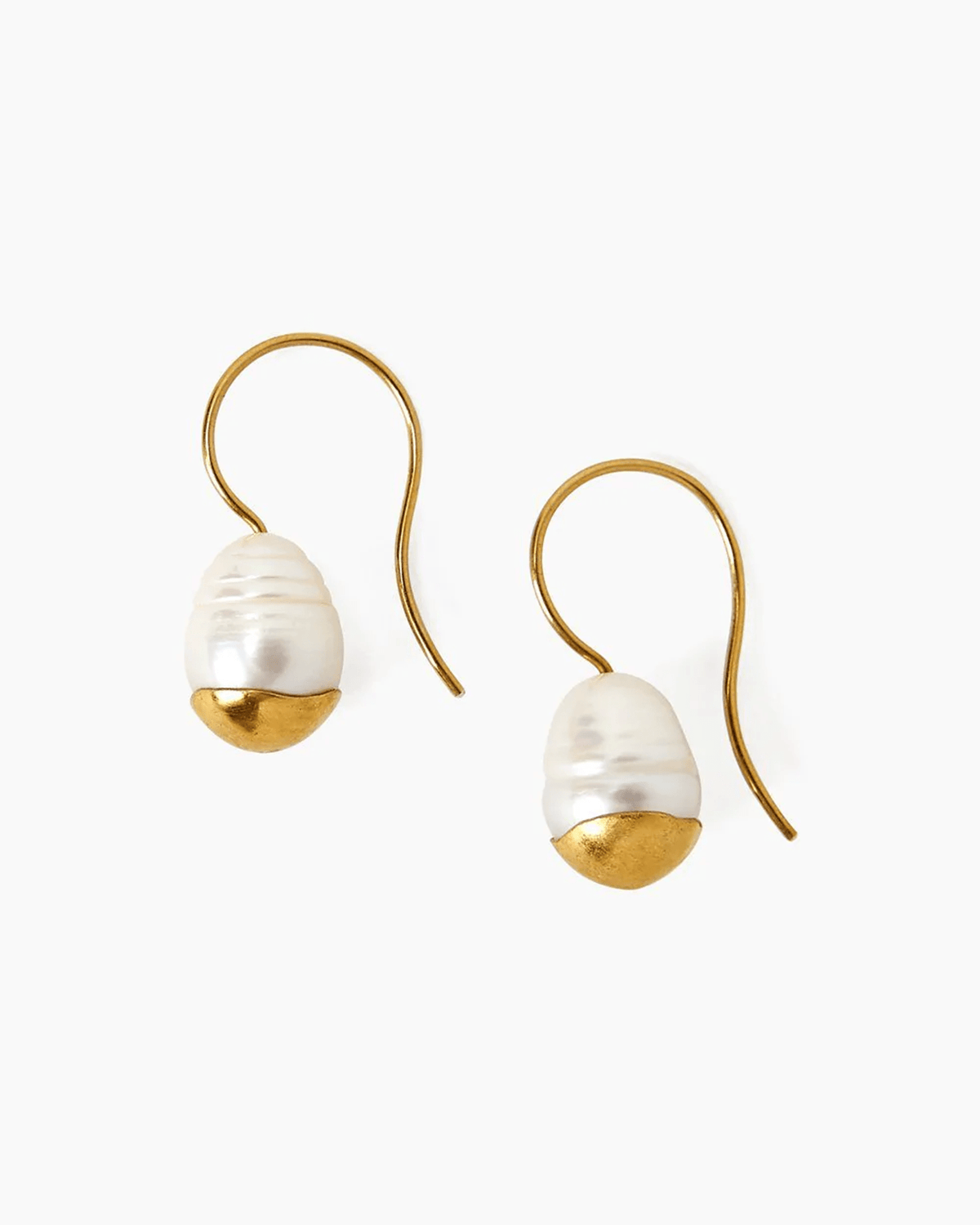 Chan Luu Jewelry Gold / White Pearl Gold Dipped Pearl Drop Earrings