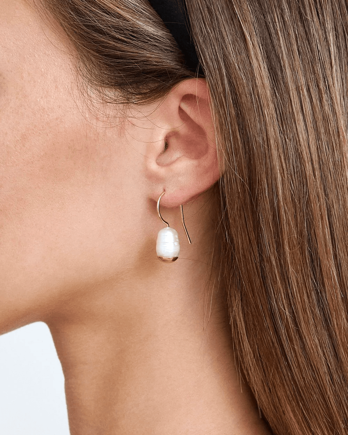 Chan Luu Jewelry Gold / White Pearl Gold Dipped Pearl Drop Earrings