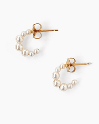 Chan Luu Jewelry Gold / Cream Pearl Petite Cream Pearl Holly Hoop Earrings
