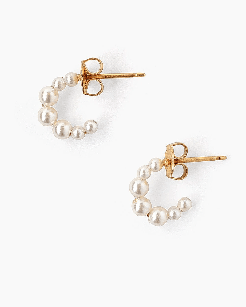 Chan Luu Jewelry Gold / Cream Pearl Petite Cream Pearl Holly Hoop Earrings