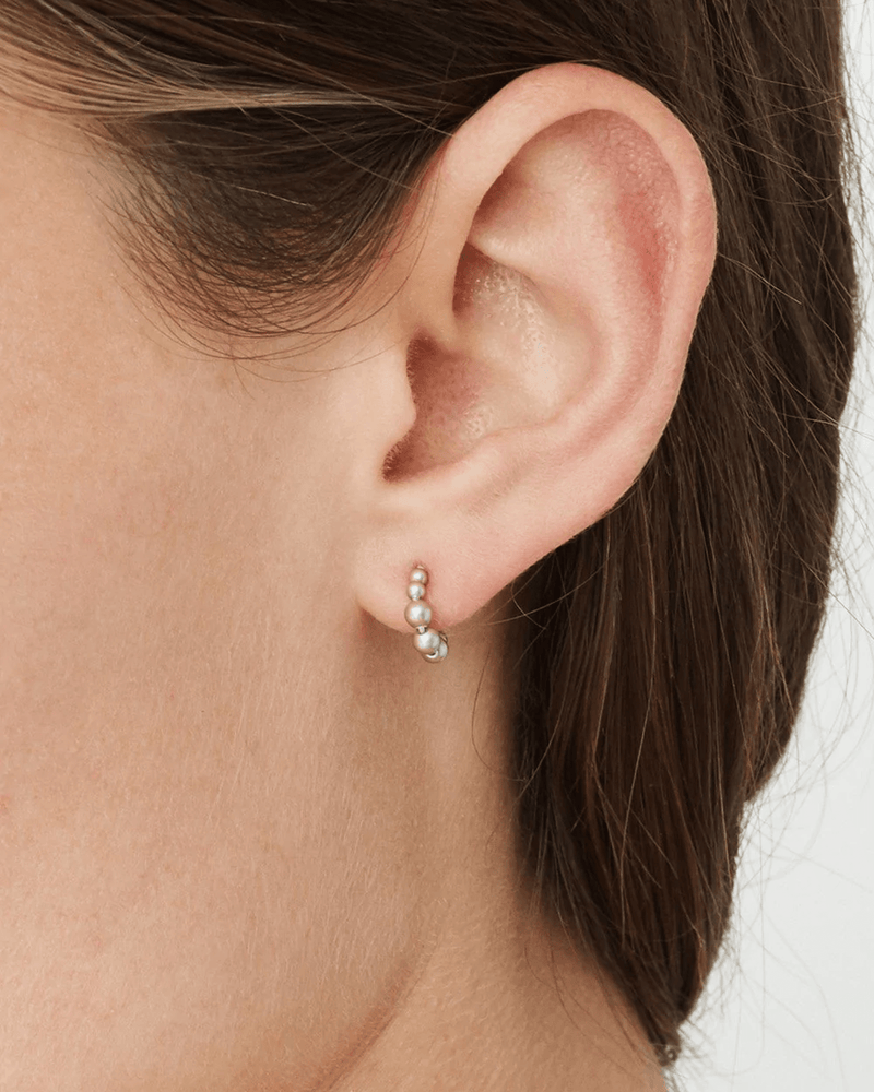 Chan Luu Jewelry Silver / Platinum Pearl Petite Platinum Pearl Holly Hoop Earrings