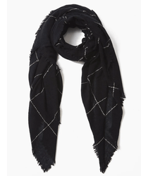 Chan Luu Accessories Black Windowpane Cashmere Scarf in Black