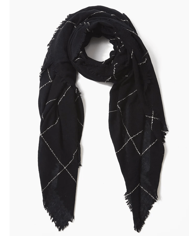 Chan Luu Accessories Black Windowpane Cashmere Scarf in Black