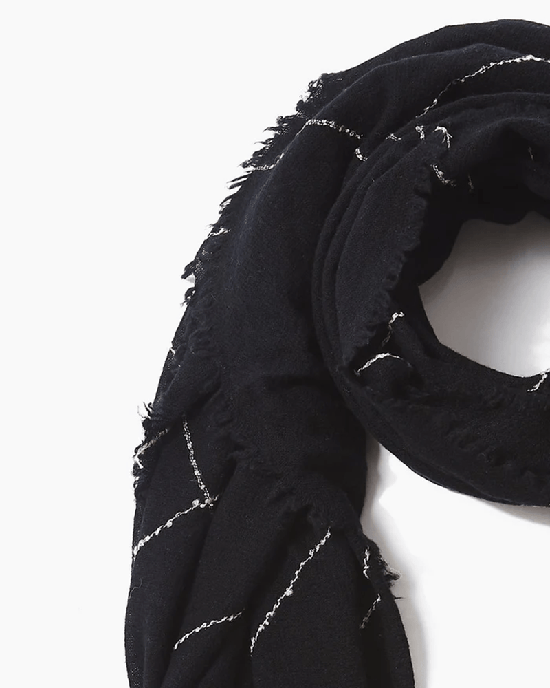 Chan Luu Accessories Black Windowpane Cashmere Scarf in Black