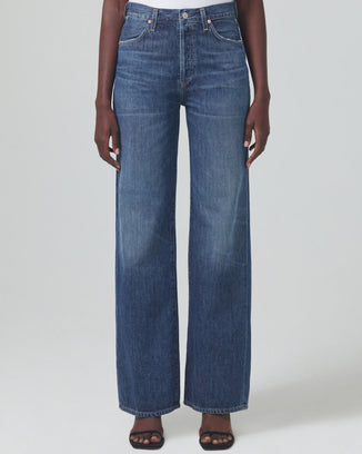 Citizens of Humanity Denim Annina Ultra Wide Leg Trouser in Blue Rose