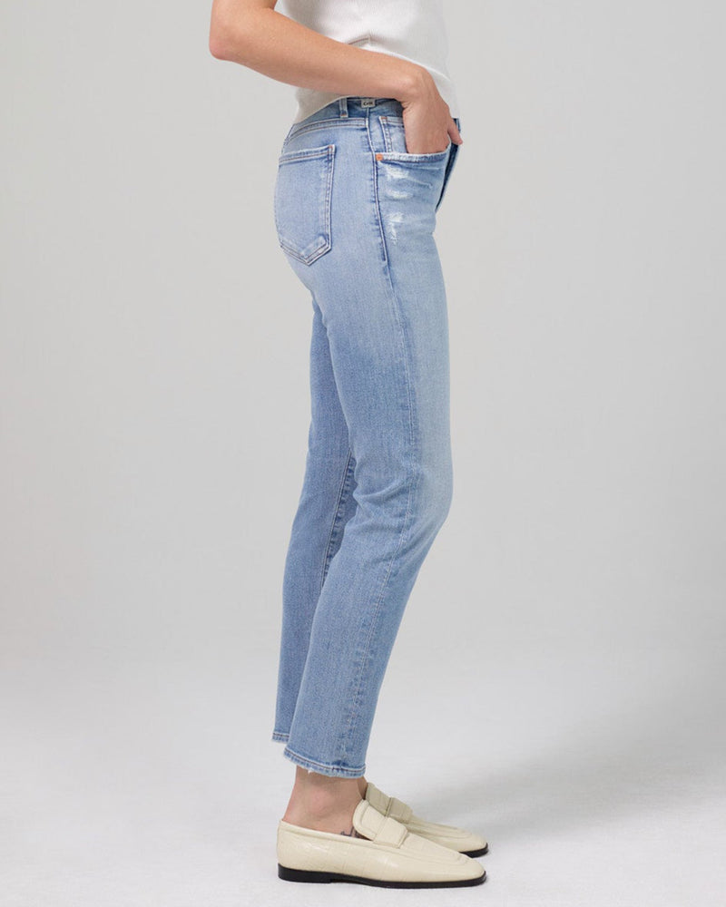 Citizens of Humanity Denim Ella Mid Rise Slim Crop in Carmine