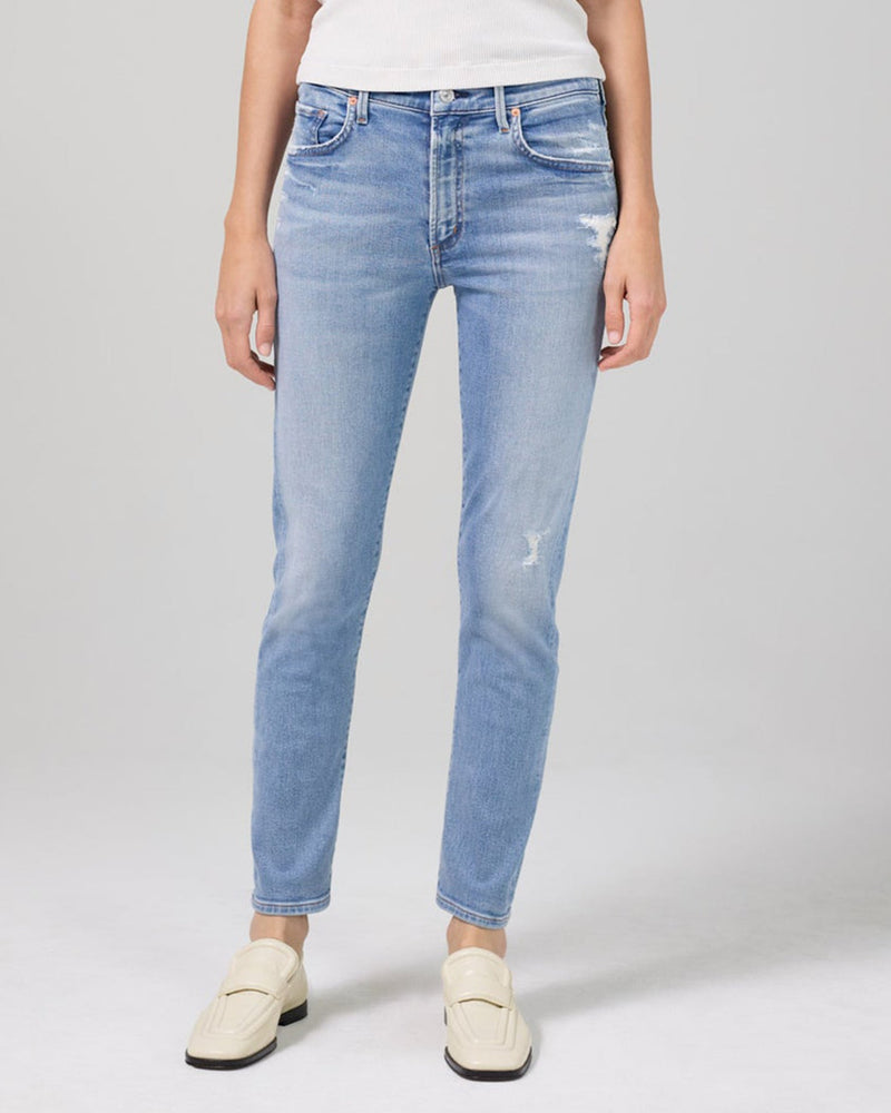Citizens of Humanity Denim Ella Mid Rise Slim Crop in Carmine
