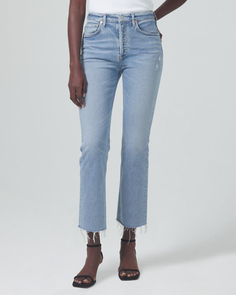 Citizens of Humanity Denim Isola Cropped Boot in Blue Moon
