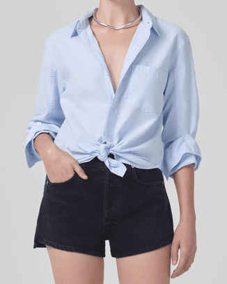 Citizens of Humanity Clothing Shrunken Kayla Shirt in Oxford Blue