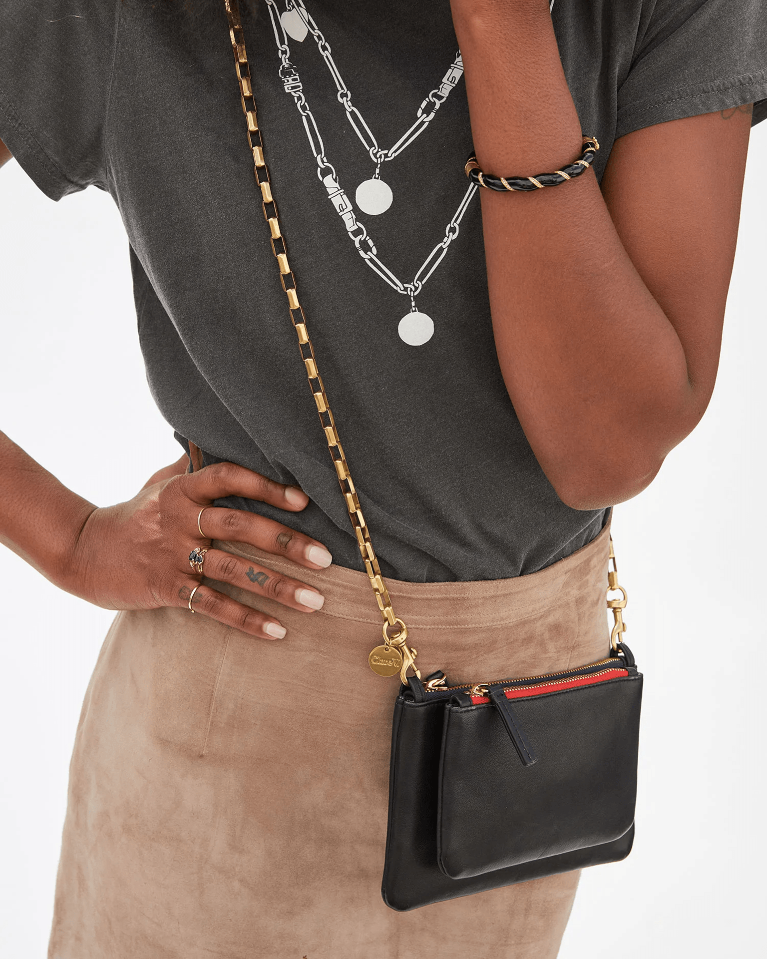 Clare V. Chain Crossbody Strap Thick Brass 