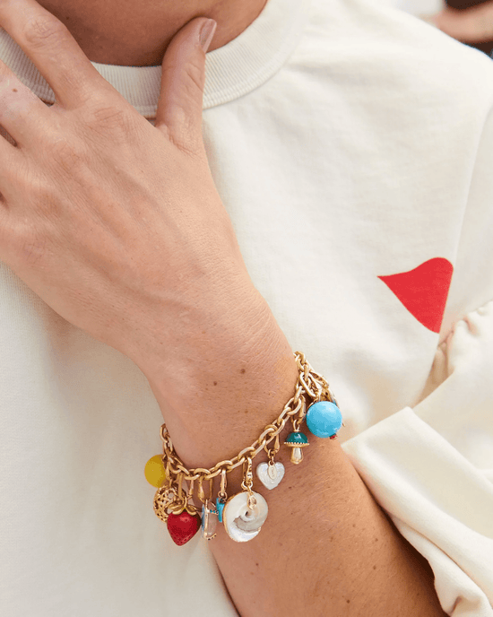 Clare V. Charm Chain Bracelet in Vintage Gold 