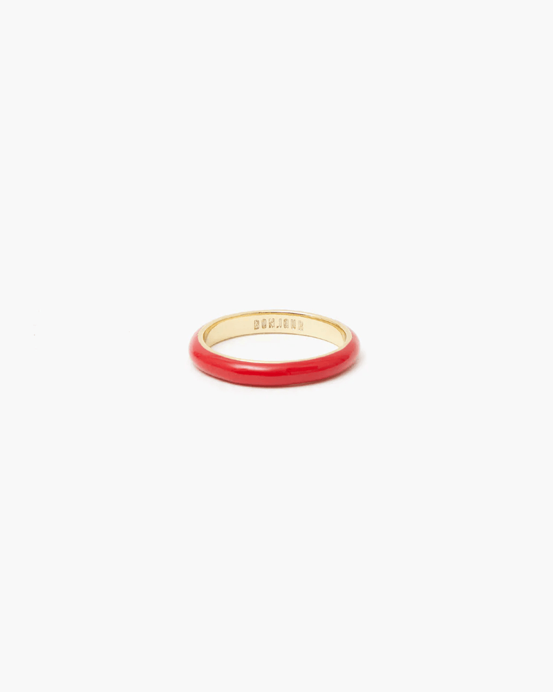 Clare V. Jewelry Enamel Stacking Ring in Poppy/Gold