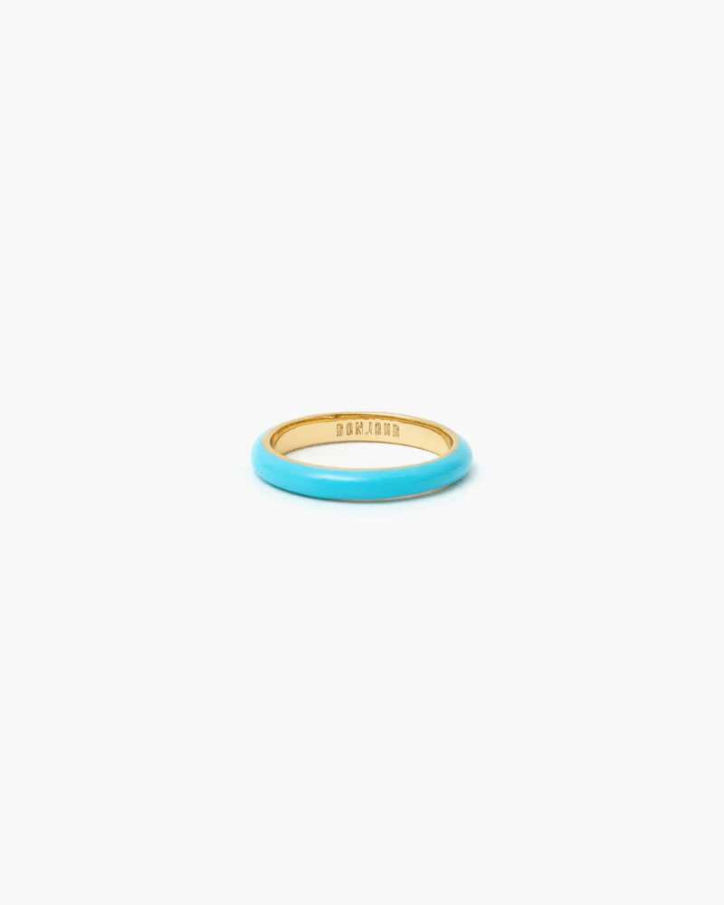 Clare V. Jewelry Enamel Stacking Ring in Turquoise/Gold