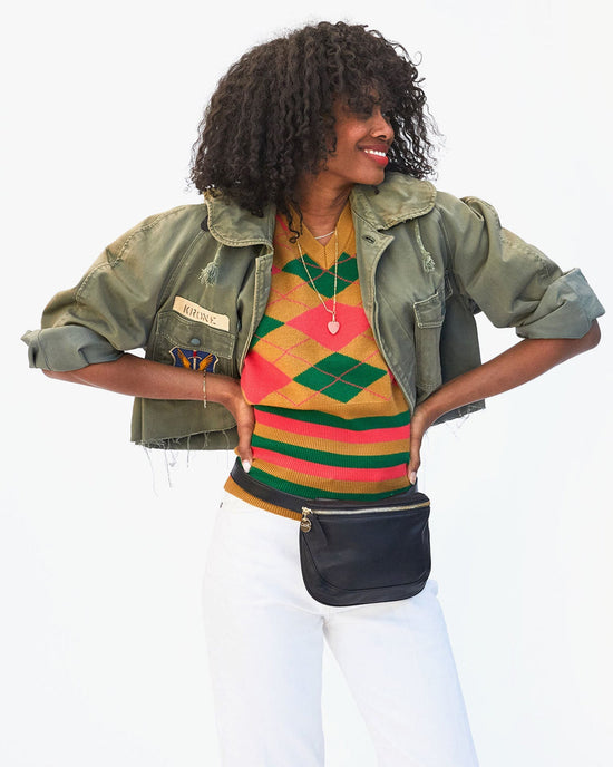 Clare V. Fanny Pack in Black Vlvt Leather 