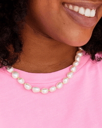 Clare V. Jewelry Freshwater Pearl Necklace in Cream/Neon Yellow Knots
