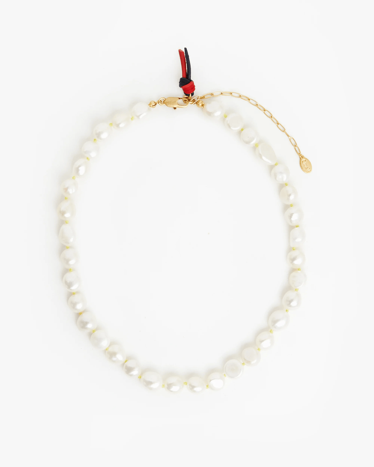 Clare V. Jewelry Freshwater Pearl Necklace in Cream/Neon Yellow Knots