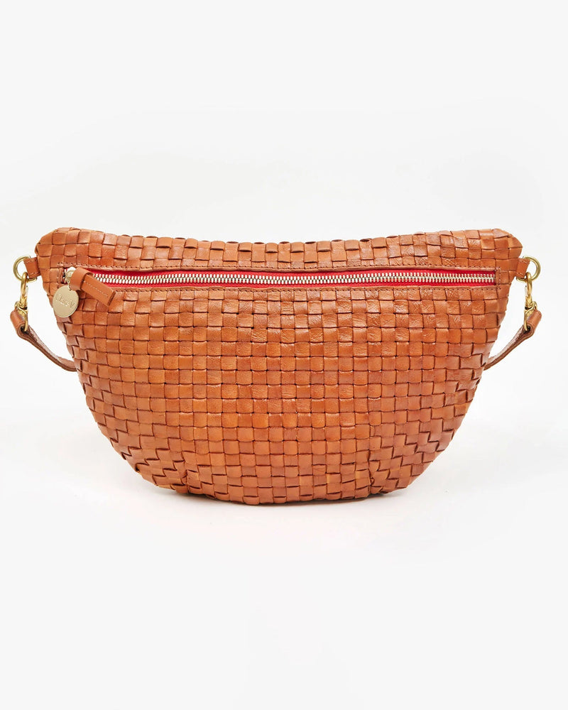 Clare V. Accessories Natural Grande Fanny in Natural Woven Checker