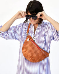Clare V. Grande Fanny in Natural Woven Checker - Bliss Boutiques