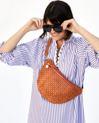 Clare V. Accessories Natural Grande Fanny in Natural Woven Checker