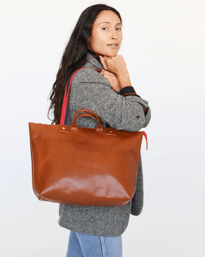 Clare V. Le Zip Sac in Rustic Miel w/ 2 Tone Webbing - Bliss Boutiques