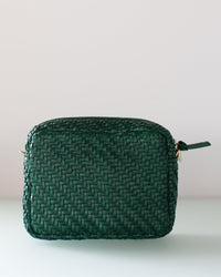Clare V. Clothing Evergreen Midi Sac in Evergreen Woven Zig-Zag
