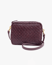 Clare V. Midi Sac in Plum Woven Zig Zag 
