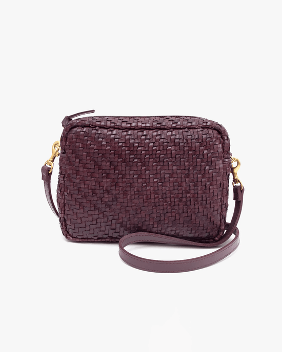 Clare V. Midi Sac in Plum Woven Zig Zag 