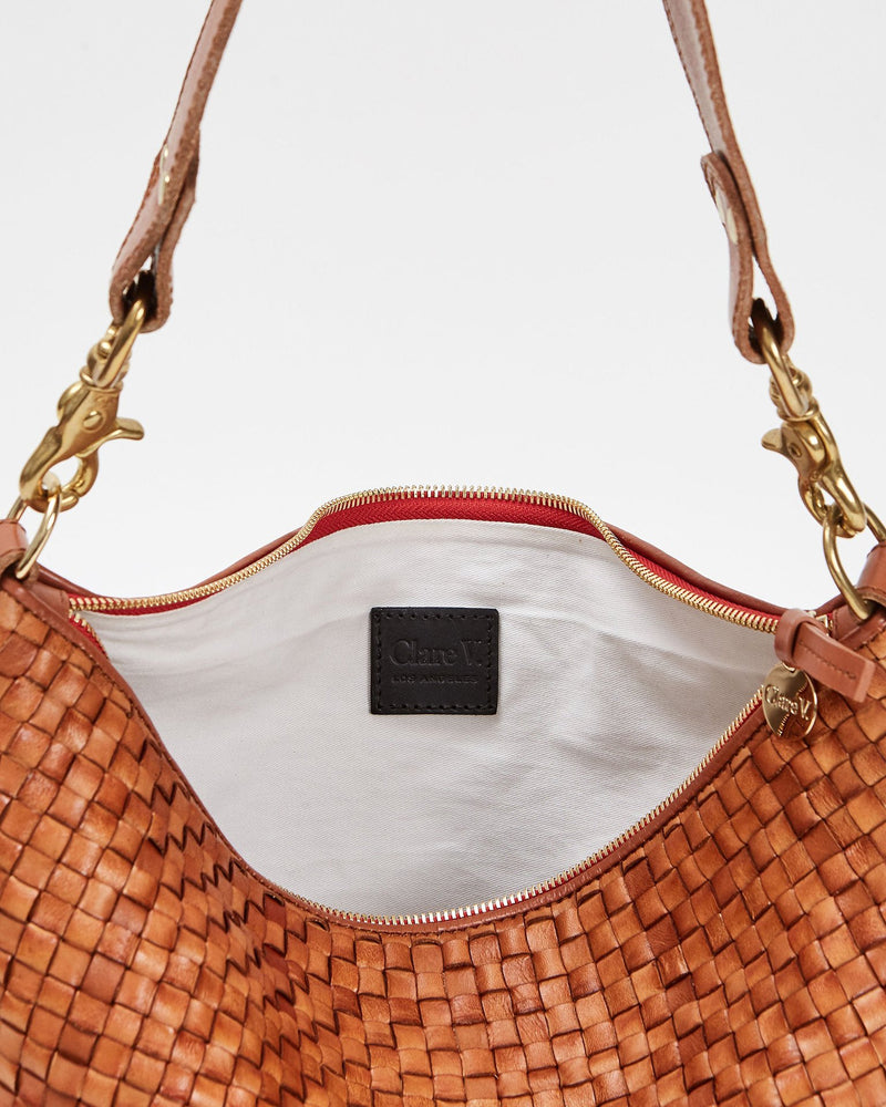 Clare V. Moyen Messenger in Natural Woven Check - Bliss Boutiques