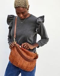Clare V. Accessories Moyen Messanger in Natural Woven Checker
