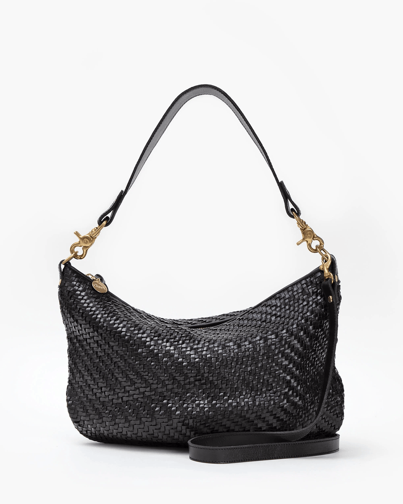 Clare V - Petit Moyen Messenger in Evergreen Woven Zig Zag