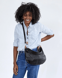 Clare V. Clothing Black Moyen Messenger in Black Zig Zag