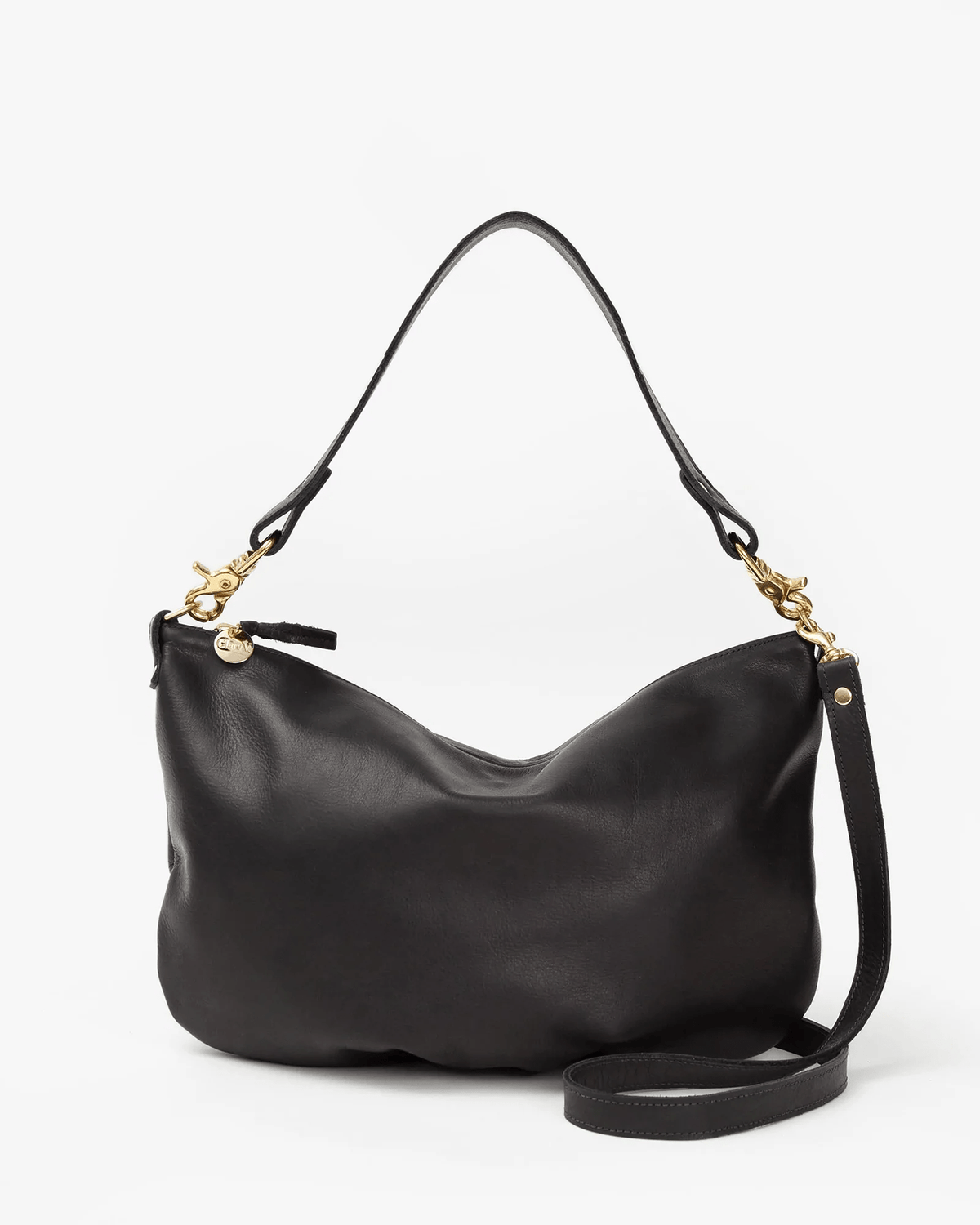 Clare V. Accessories Black Moyen Messenger - Velvet Leather - Black