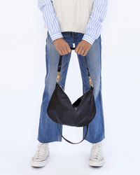 Clare V. Accessories Black Moyen Messenger - Velvet Leather - Black