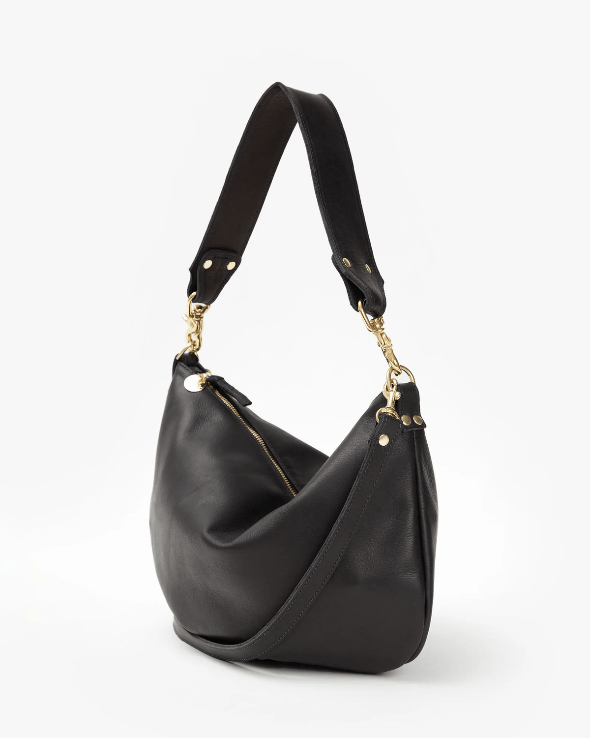 Clare V. Accessories Black Moyen Messenger - Velvet Leather - Black