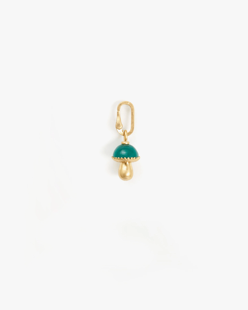 Clare V. Jewelry Mushroom Charm in Jade/Vintage Gold