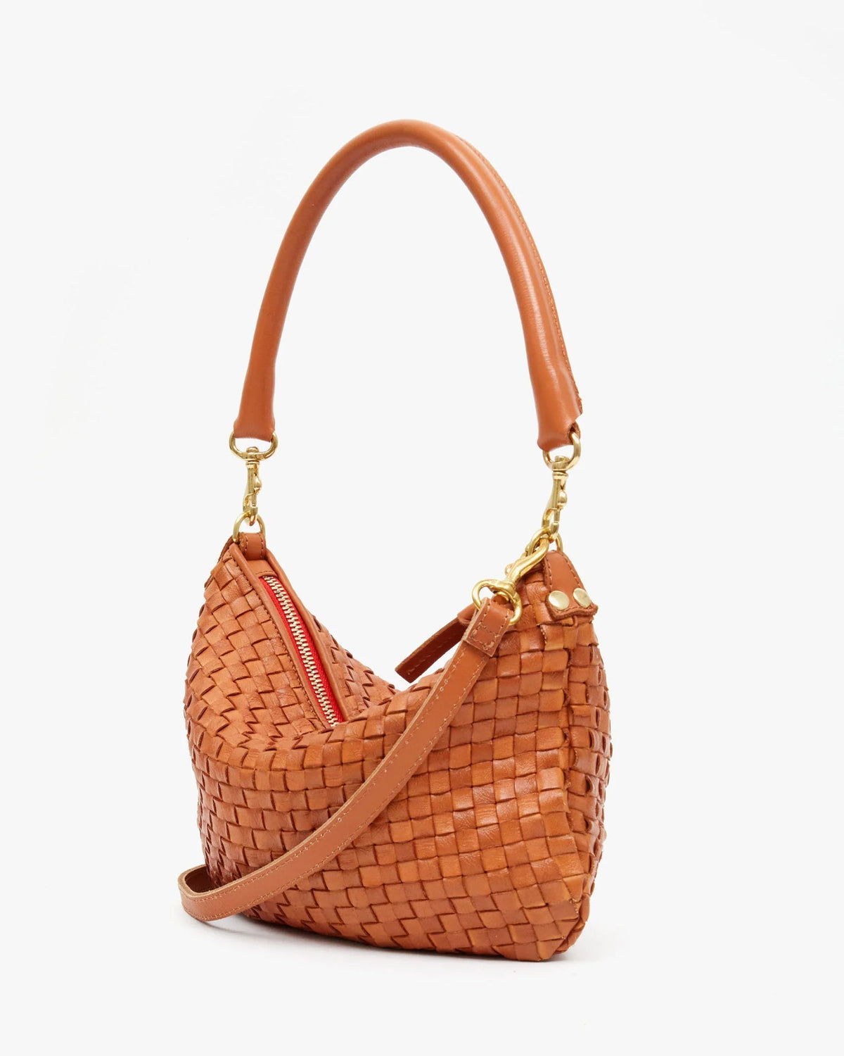 Clare V. Accessories Natural Petit Moyen Messenger in Natural Woven Checker