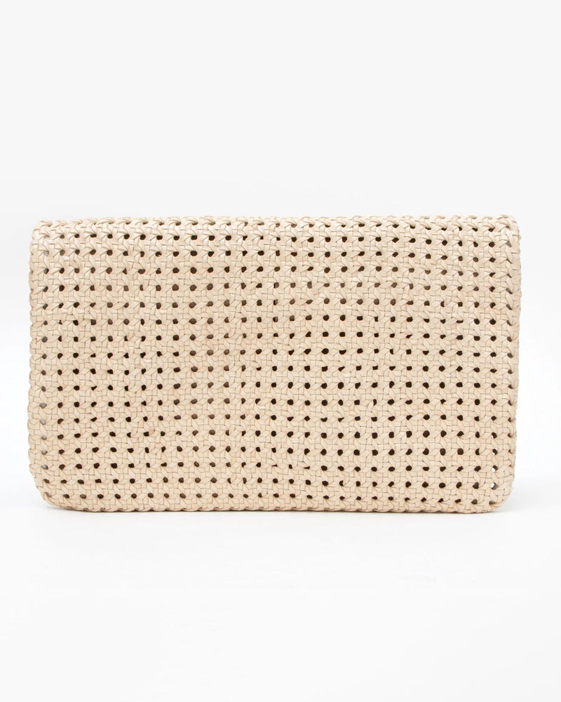 Clare V. Flat Clutch with Tabs Petal Rattan