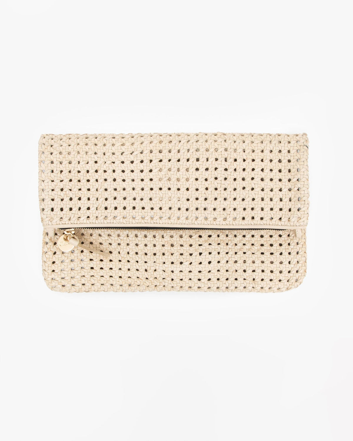 Clare V. Accessories Cream Rattan Foldover Clutch w/ Tabs in Cream