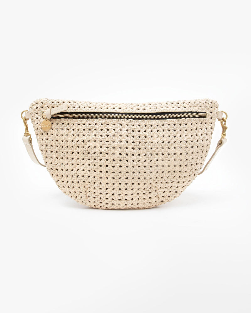 Clare V. Accessories Cream Rattan Grande Fanny in Cream