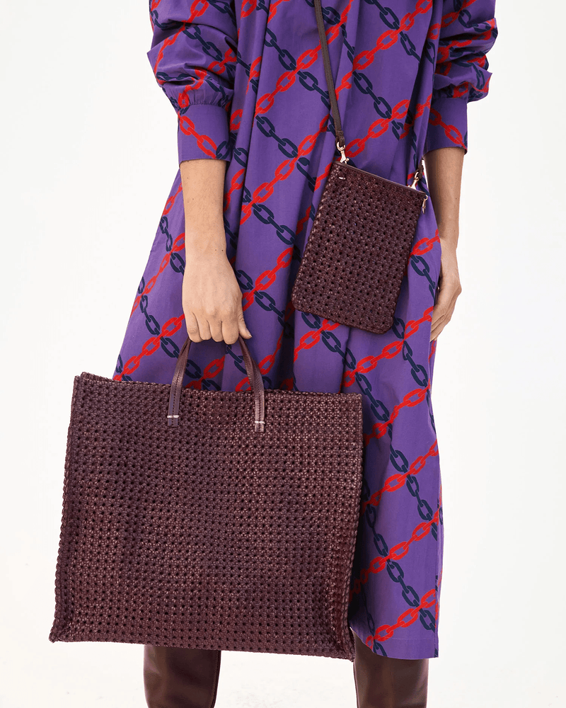 Clare V. Accessories Plum Simple Tote in Plum Rattan