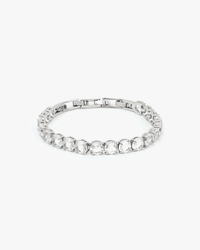 Clare V. Jewelry Stone Tennis Bracelet in Clear/Rhodium